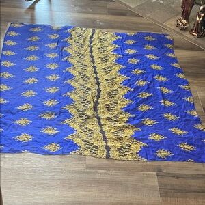 Blue and Gold Patterned Scarf